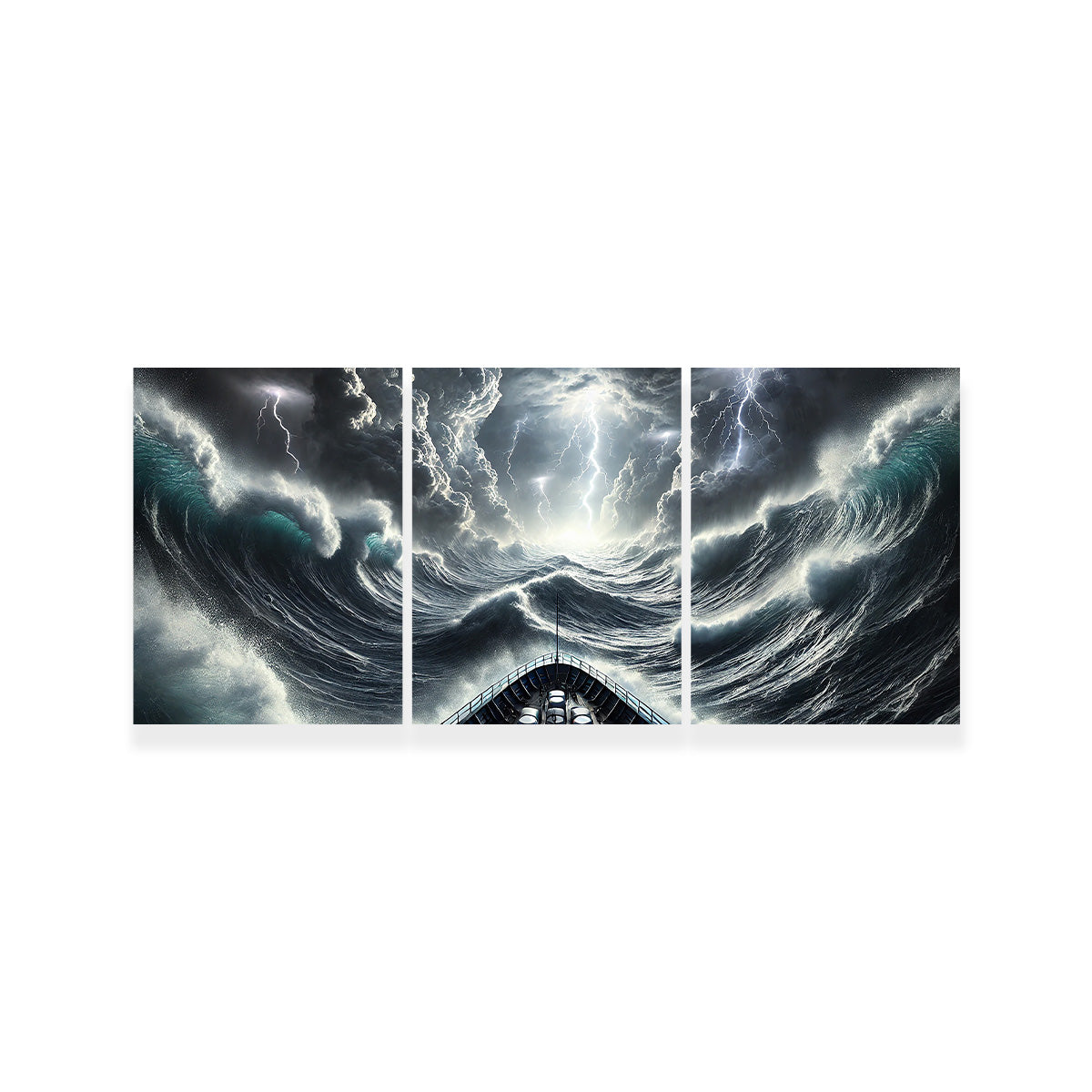 Stunning Ship Deck View of a Fierce Storm Art Print