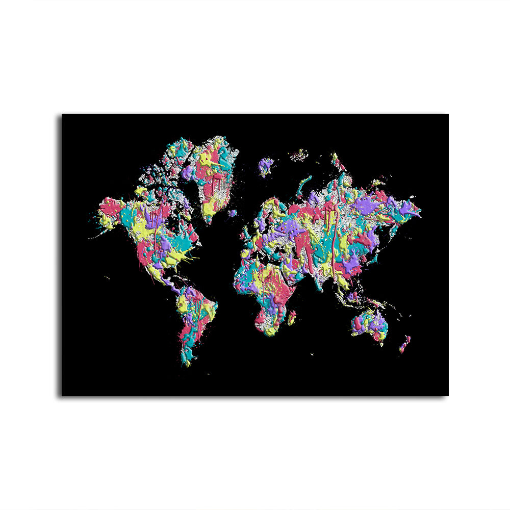 Stunning Pop Art World Map - Black Wall Art for Modern Spaces