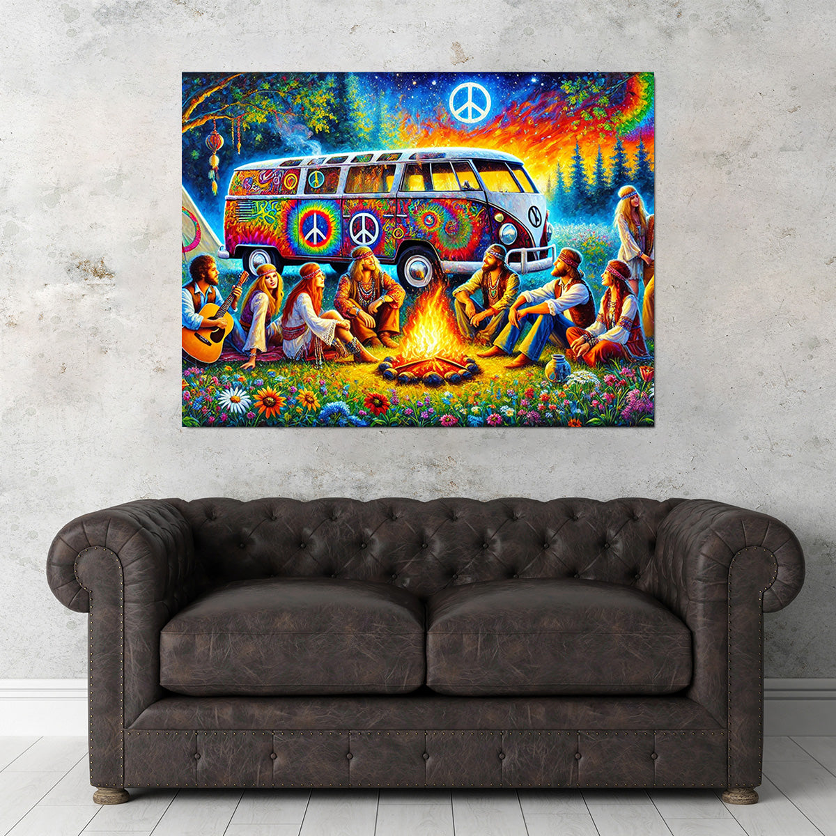 Unique Hippie Campfire Wall Art for Stunning Home Decor