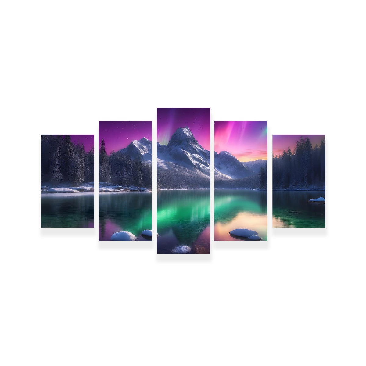 Aurora Mountain - Premium Handmade Canvas Print with Sustainable Pine Frames