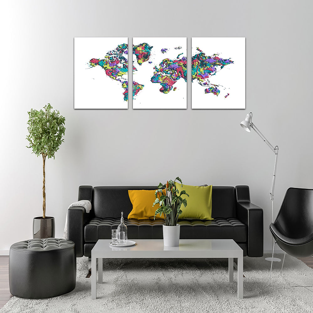 Stunning Pop Art White World Map Wall Art by Melanie Viola