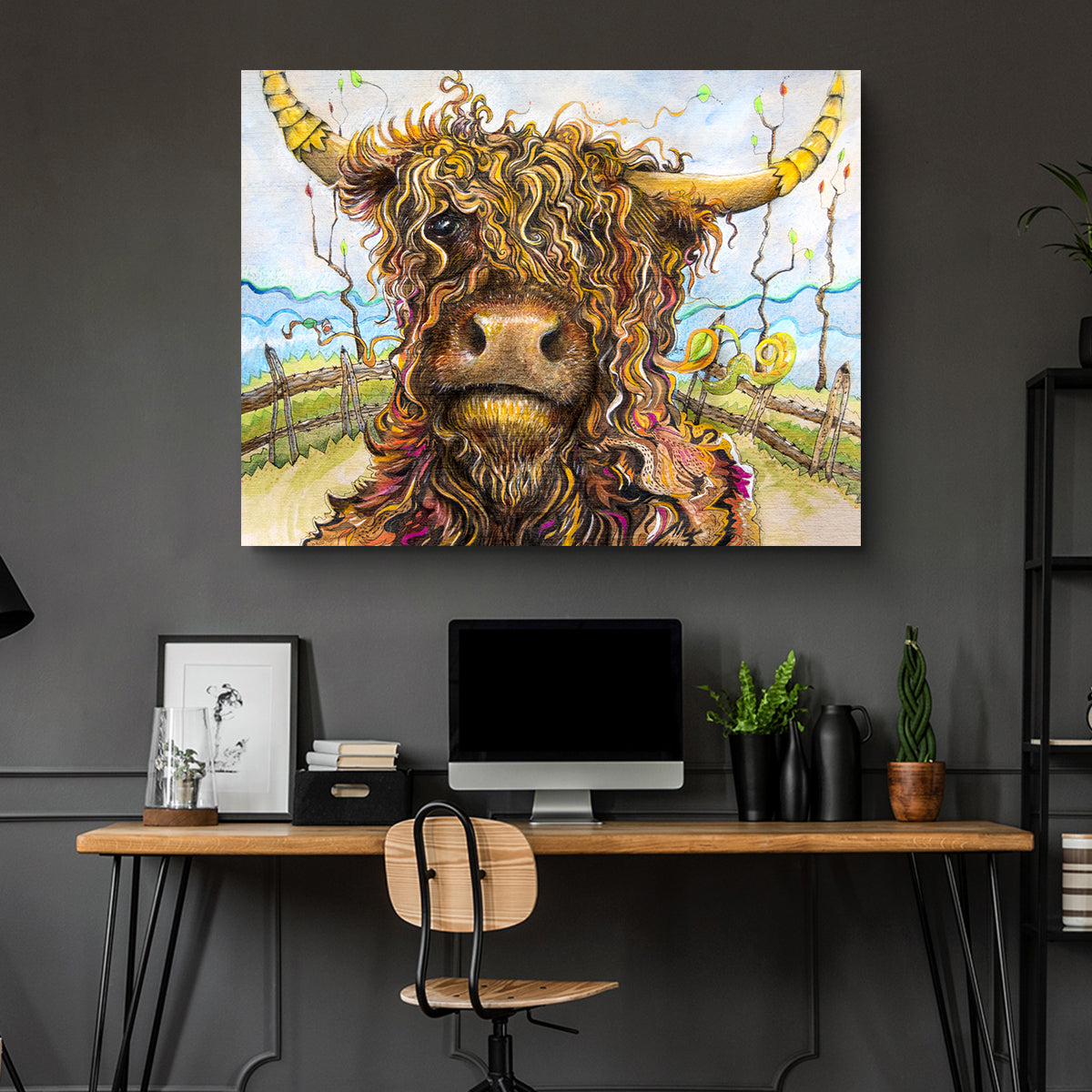 Exquisite Highland Cow Art Canvas Wall Art for Home Decor