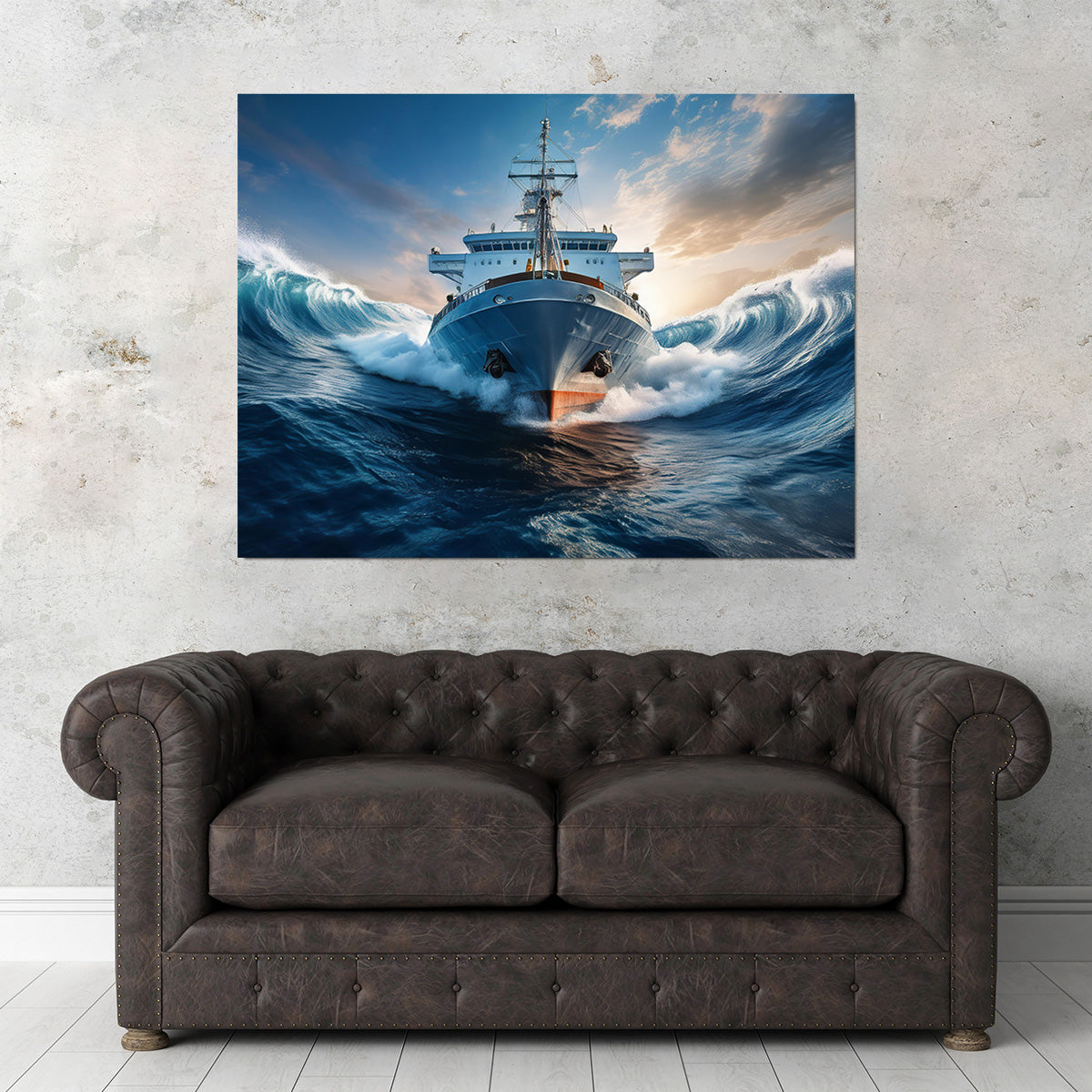 Stunning Ship in High Waves Wall Art