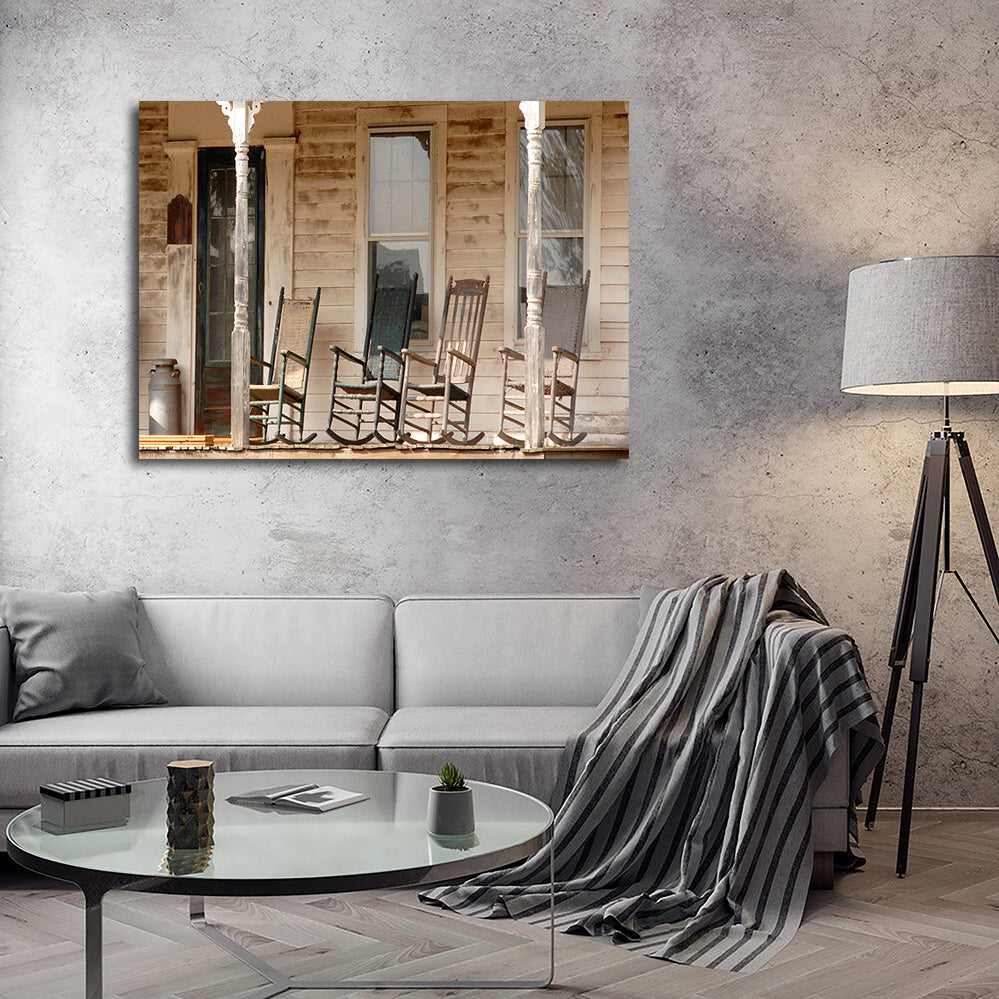Charming Antique Rocking Chairs in Rural Connecticut Wall Art Prints