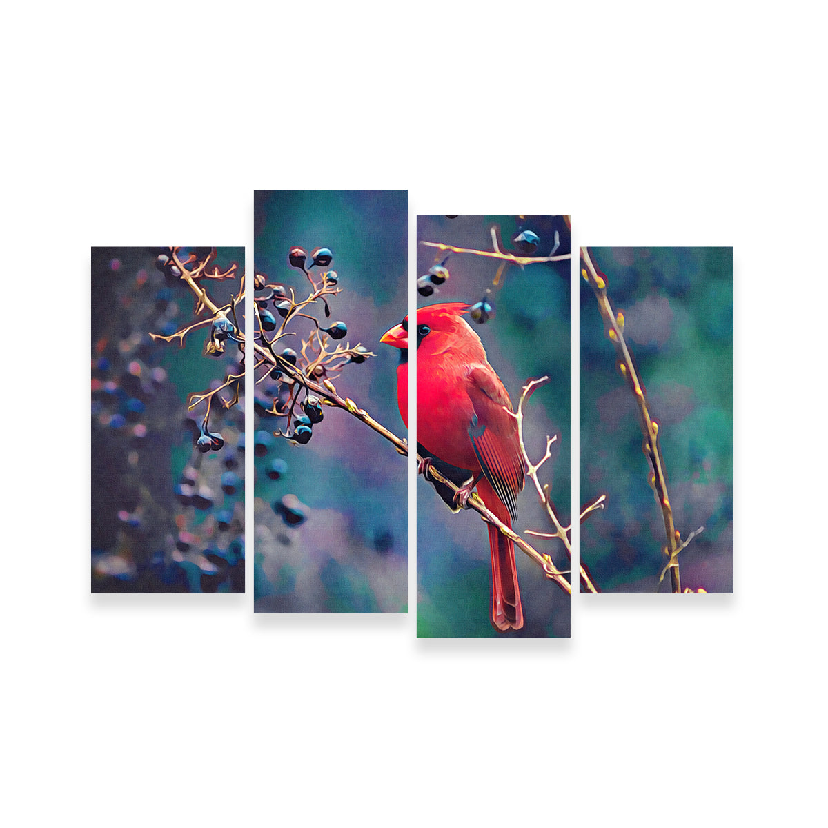 Stunning Cardinal and Berries Wall Art by Denise Dundon