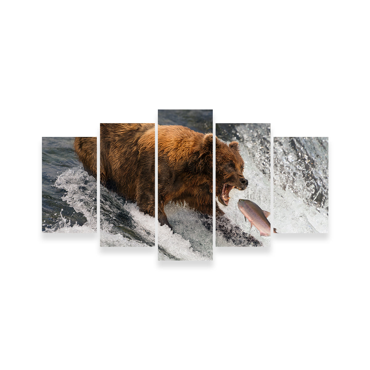 Exquisite Bear Catching Salmon Wall Art for Stunning Home Decor