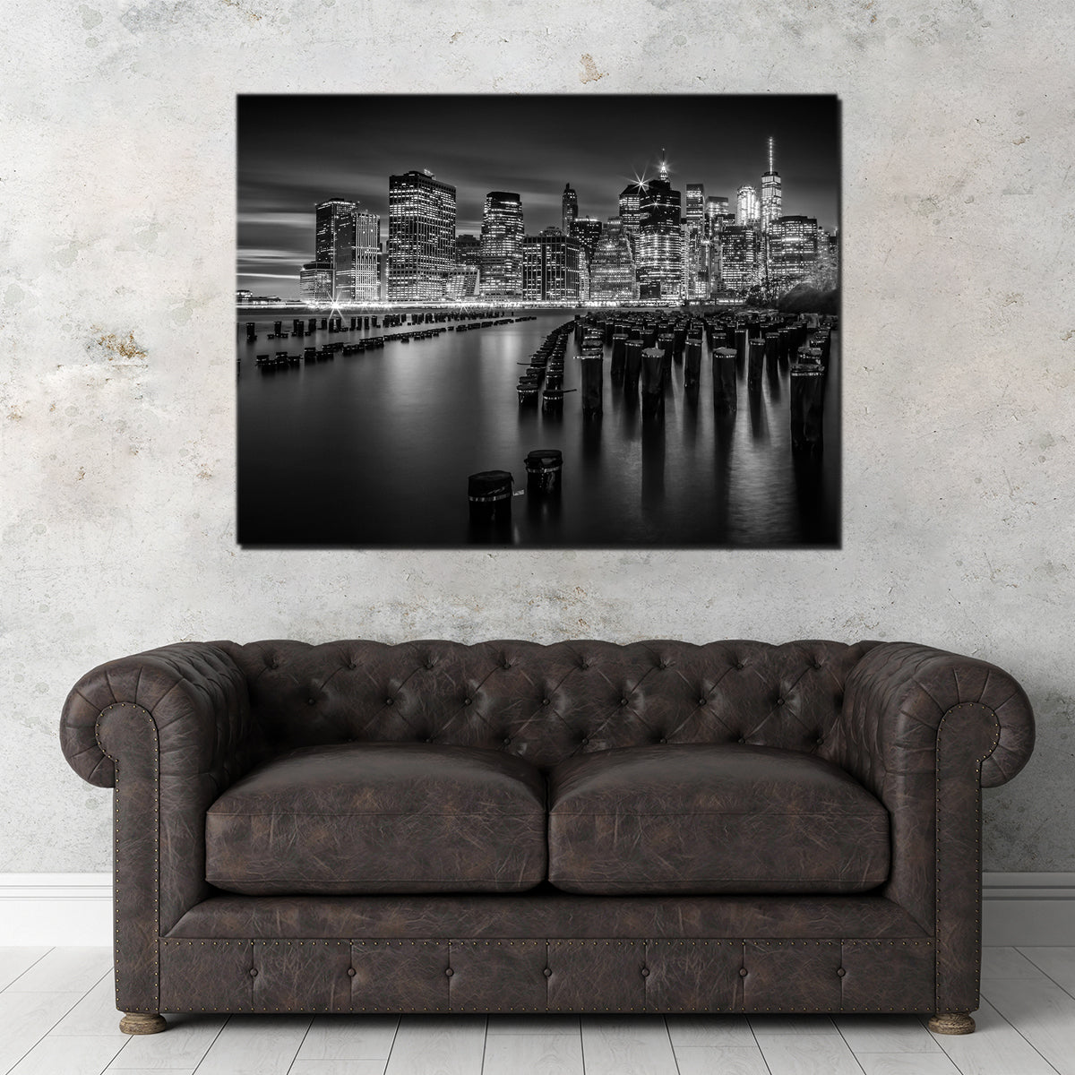 Stunning Monochrome Manhattan Skyline at Sunset Wall Art for Your Home Decor