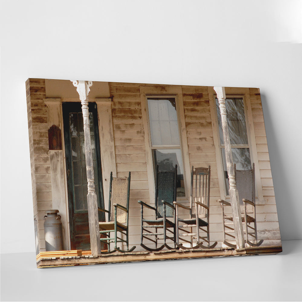 Charming Antique Rocking Chairs in Rural Connecticut Wall Art Prints