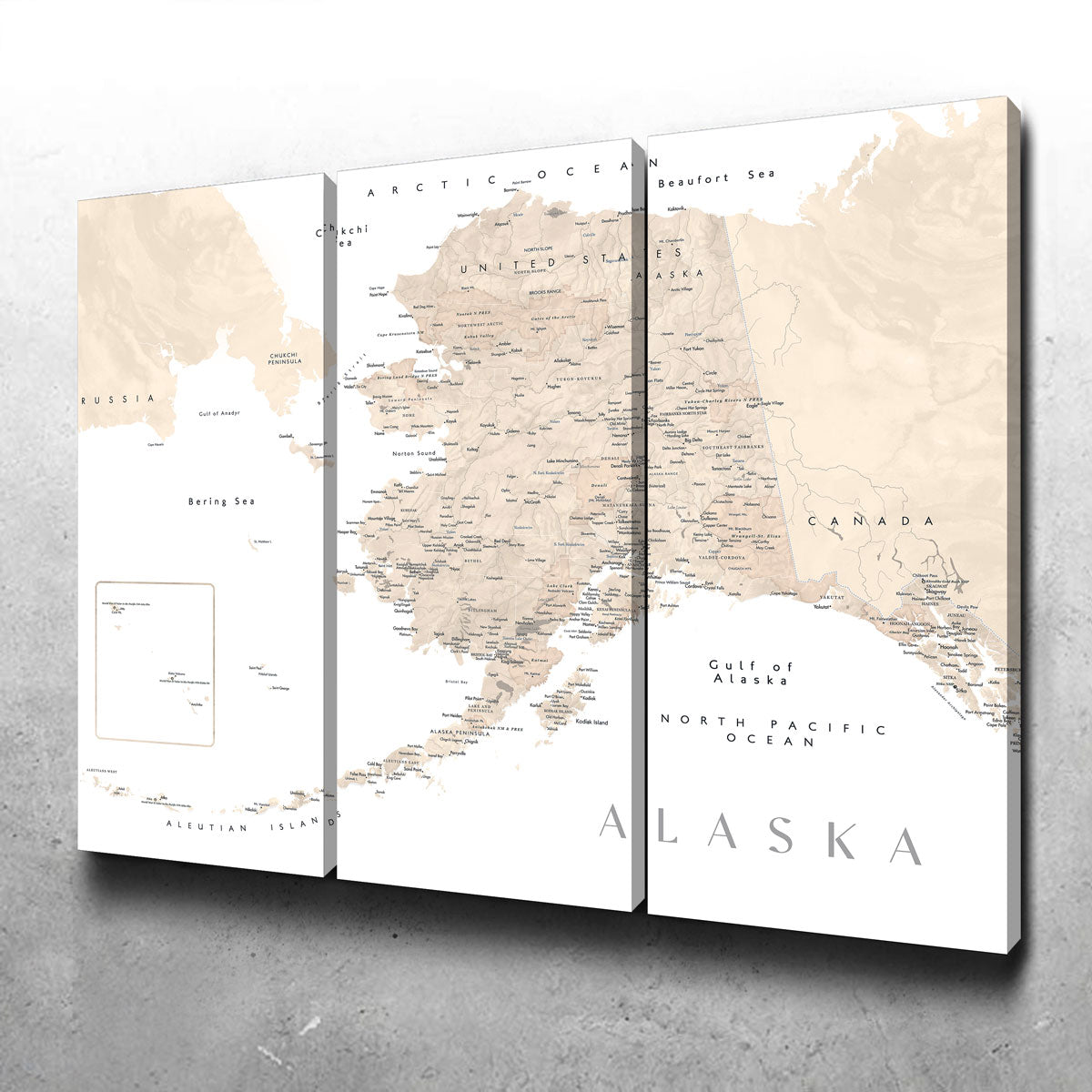 Exquisite Alaska Map 3 Wall Art for Your Home Decor