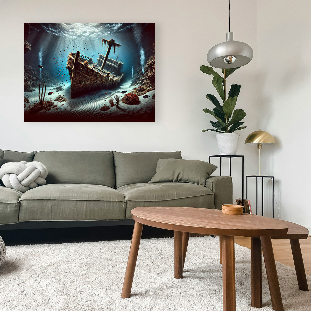 Enchanting Shipwreck on Ocean Floor Wall Art