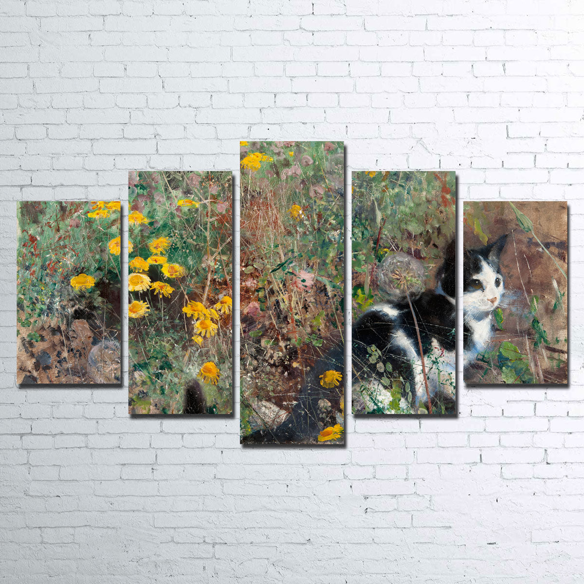 Bruno Liljefors' Cat on a Flowery Meadow Exquisite Wall Art