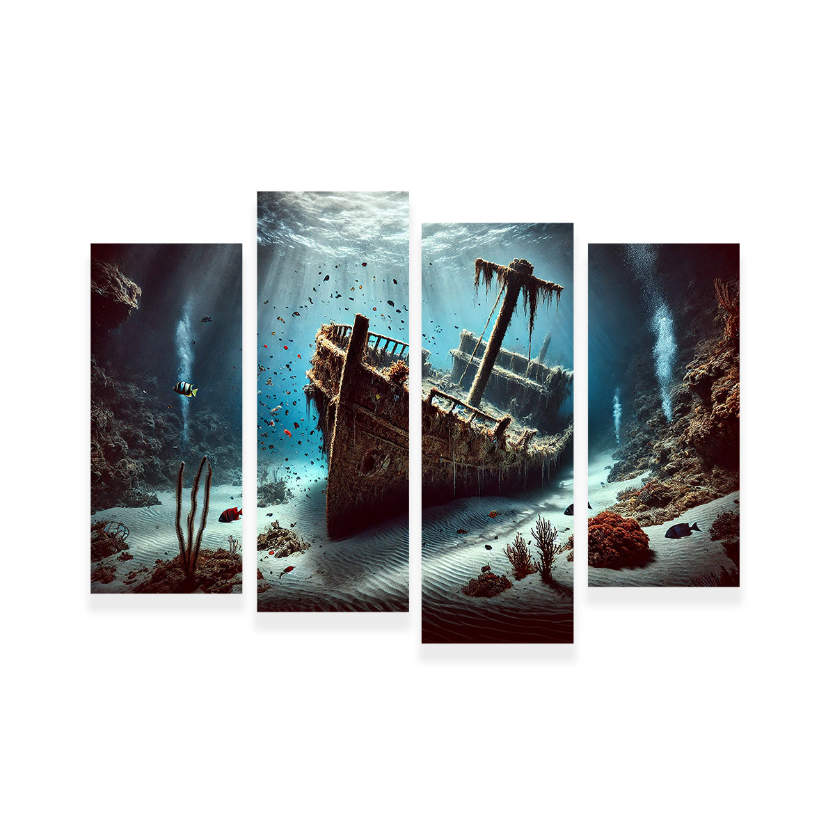 Enchanting Shipwreck on Ocean Floor Wall Art