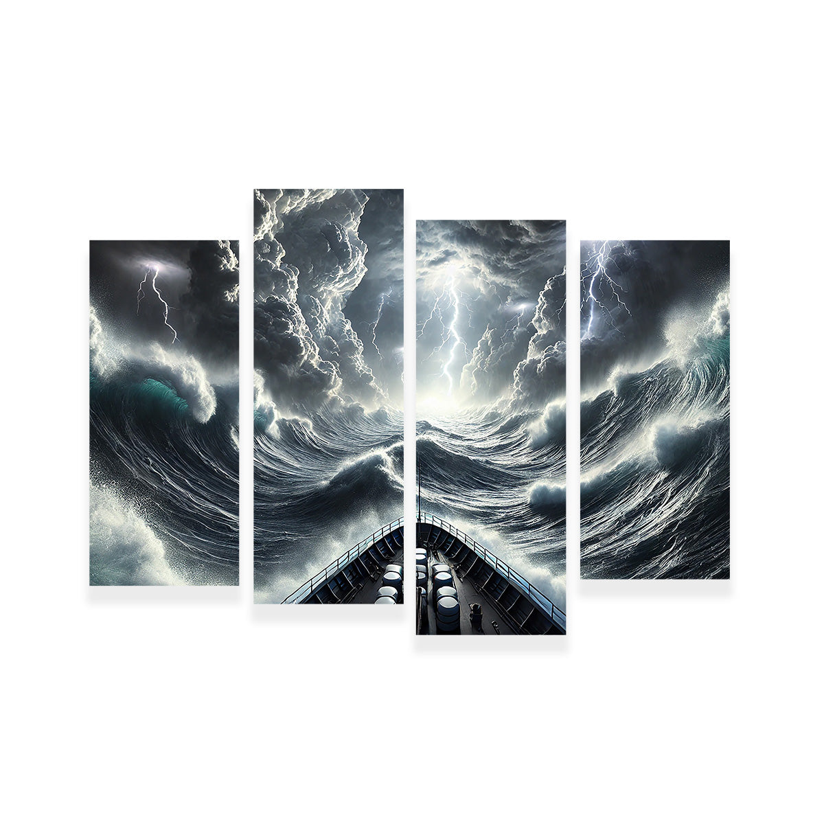 Stunning Ship Deck View of a Fierce Storm Art Print