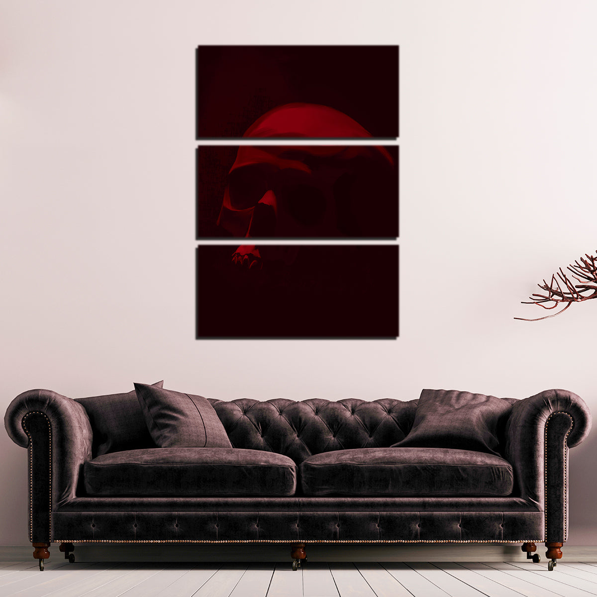 Striking Skull Dark Red Wall Art by Andy Brackpool