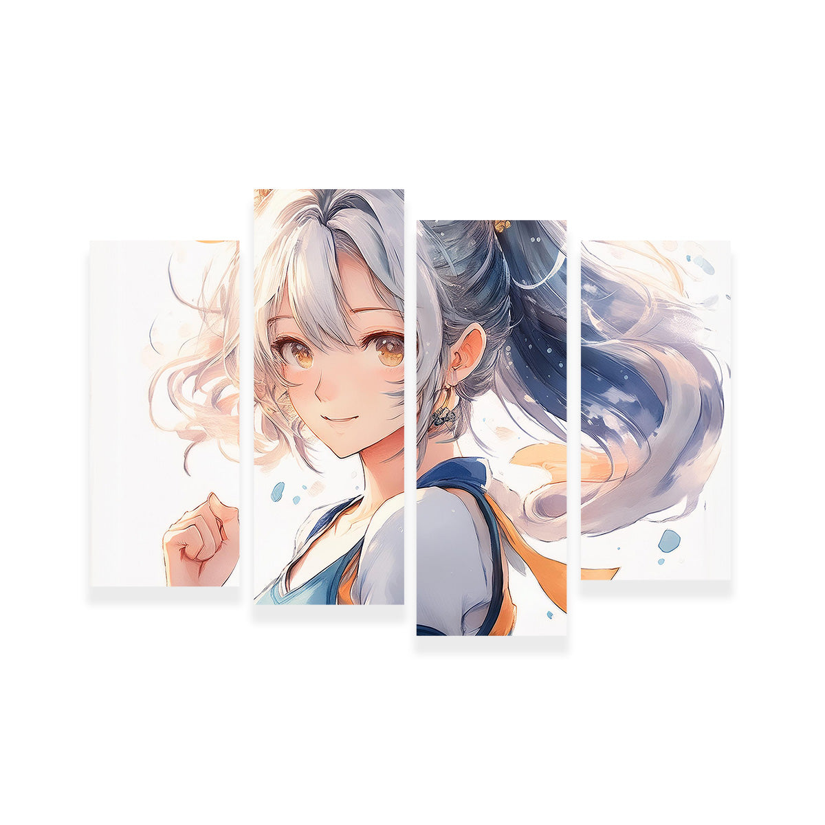 Stunning Anime Girl Print in White