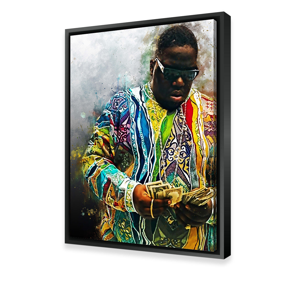 Biggie Counting Cash - Premium Handmade Canvas Print
