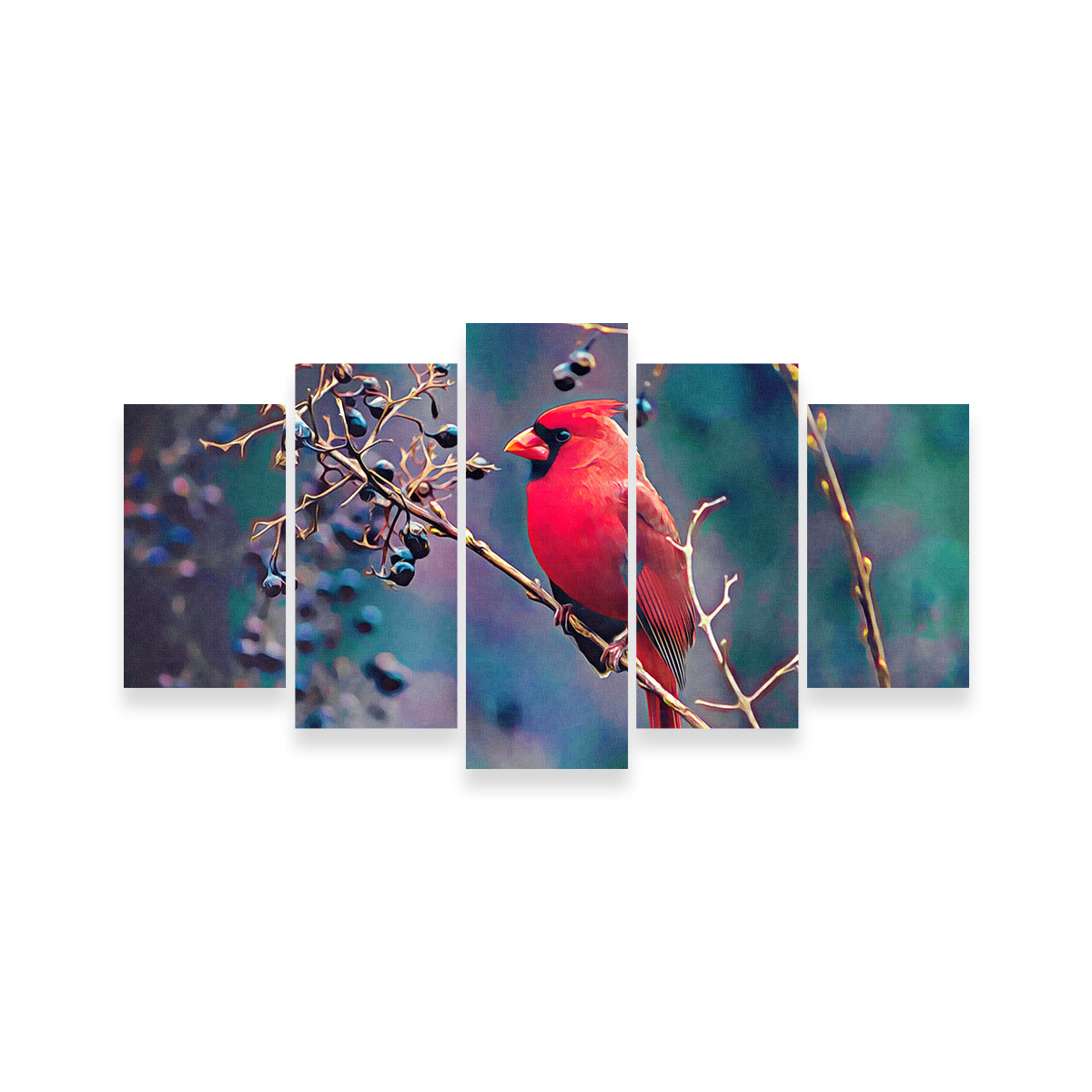 Stunning Cardinal and Berries Wall Art by Denise Dundon