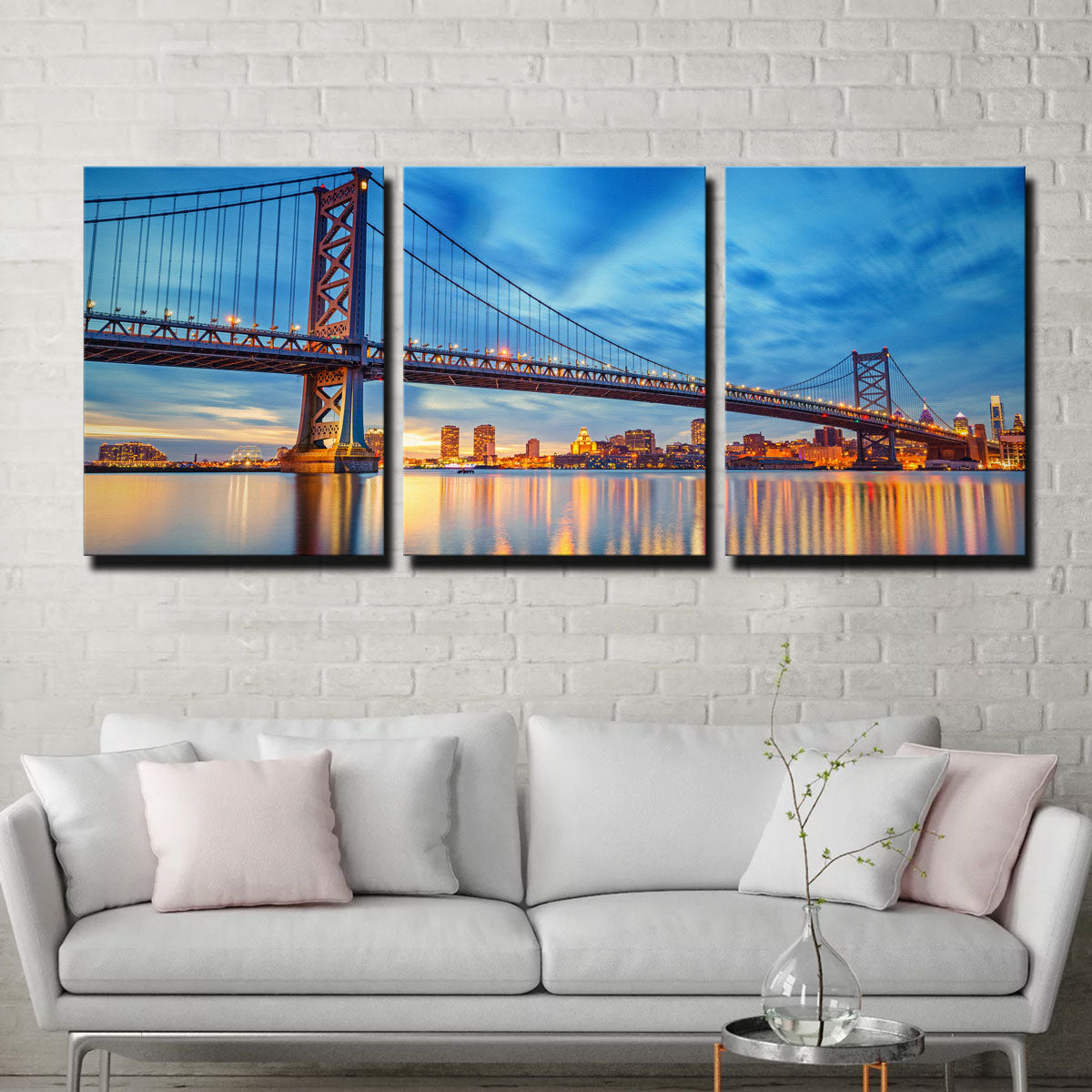 Ben Franklin Bridge Wall Art - Premium Sustainable Pine Wood Framed Canvas