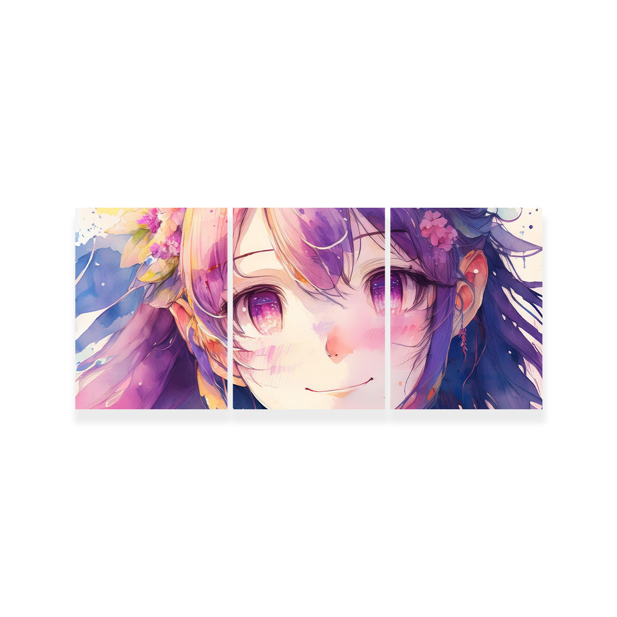 Captivating Anime Girl Watercolor Wall Art