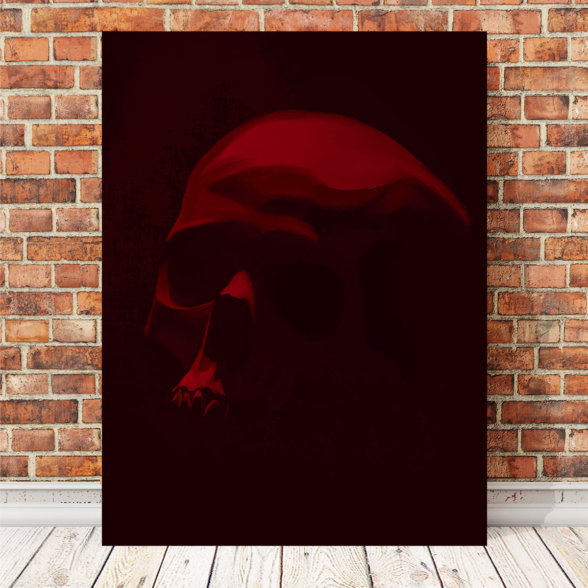 Striking Skull Dark Red Wall Art by Andy Brackpool