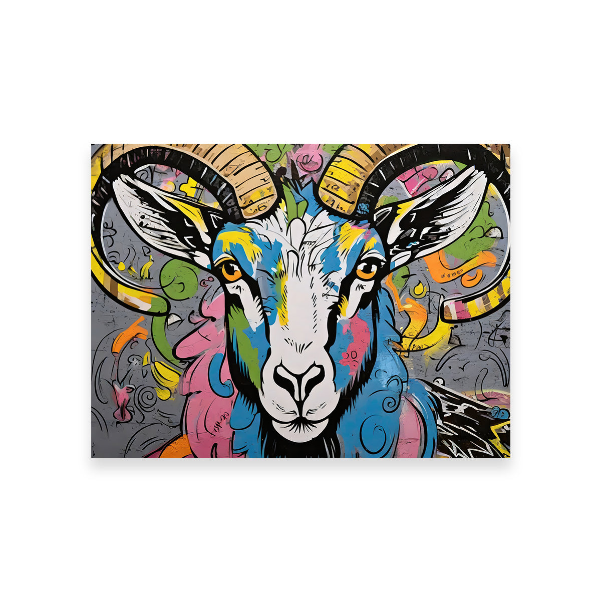 Stunning Bighorn Sheep Graffiti Wall Art by Stephen Chambers