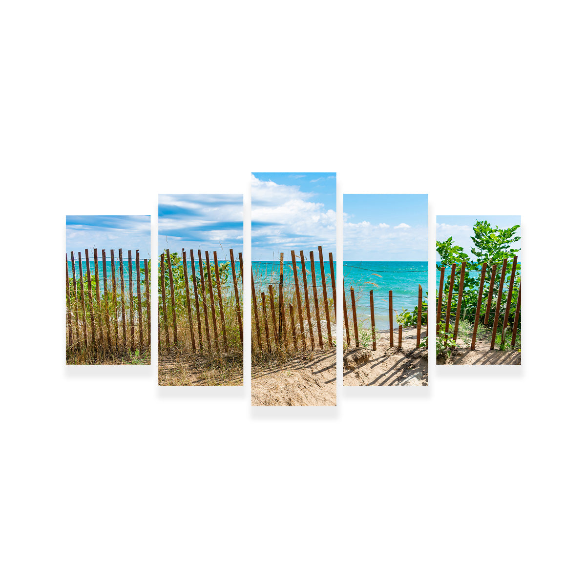 Stunning Shoreline with Fence in Evanston Wall Art for Your Home Decor