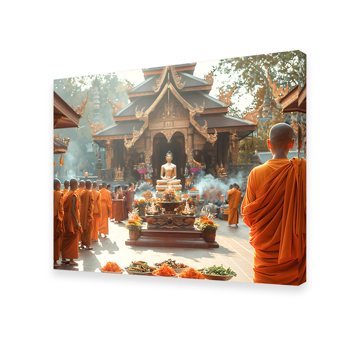Exquisite Monks in Saffron Robes Wall Art