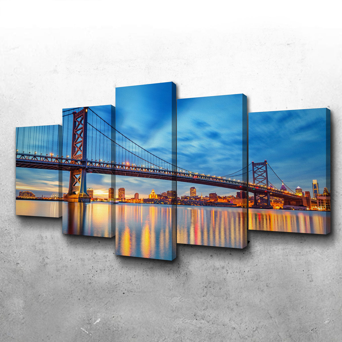 Ben Franklin Bridge Wall Art - Premium Sustainable Pine Wood Framed Canvas