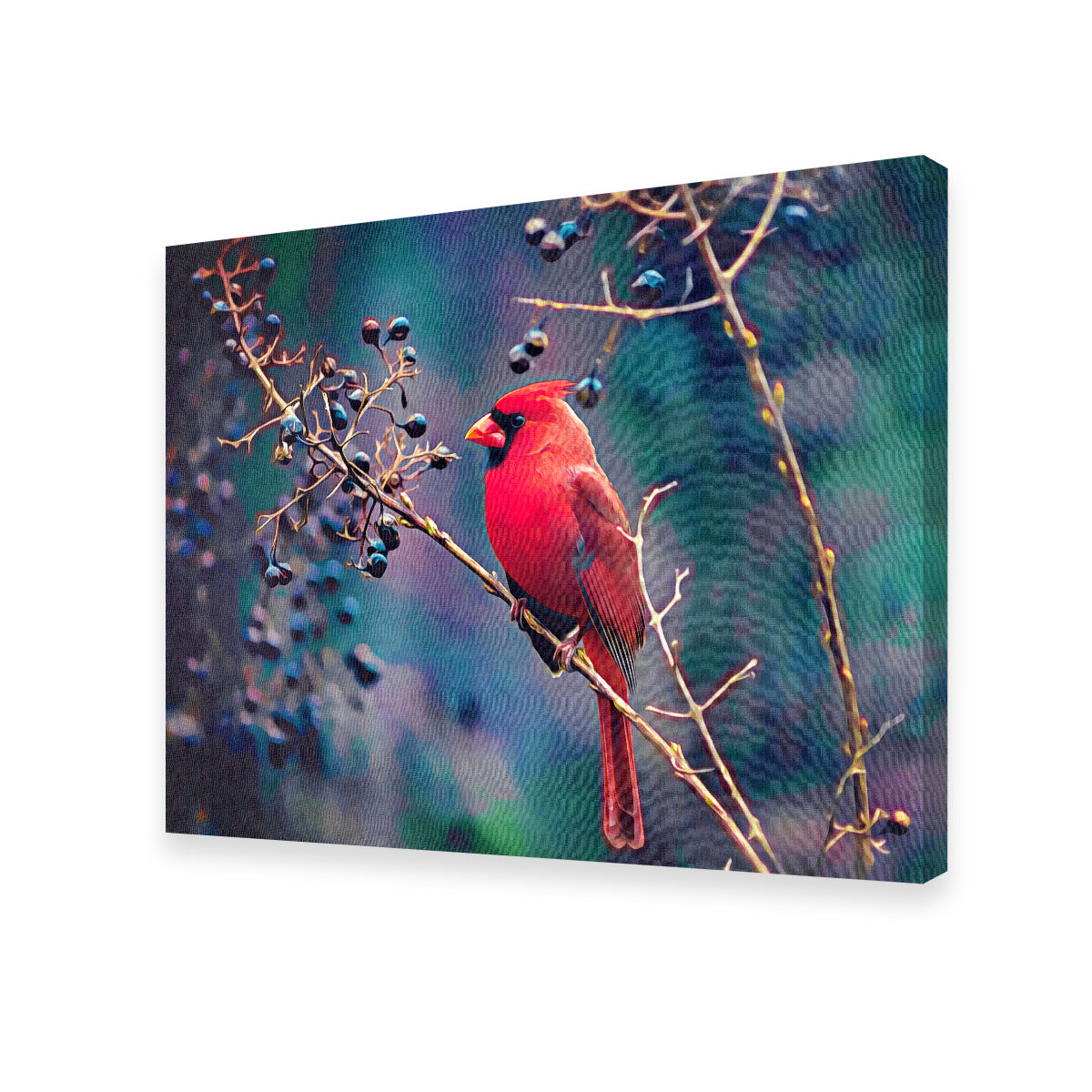 Stunning Cardinal and Berries Wall Art by Denise Dundon