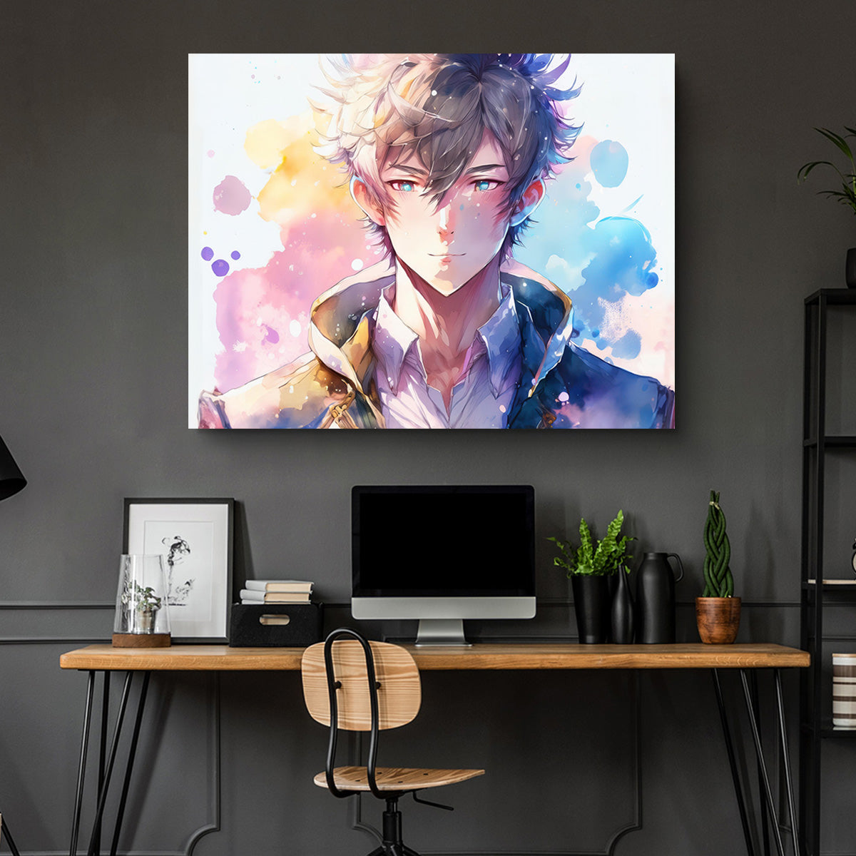 Anime Man Canvas Print - Handmade with Sustainable Pine Wood
