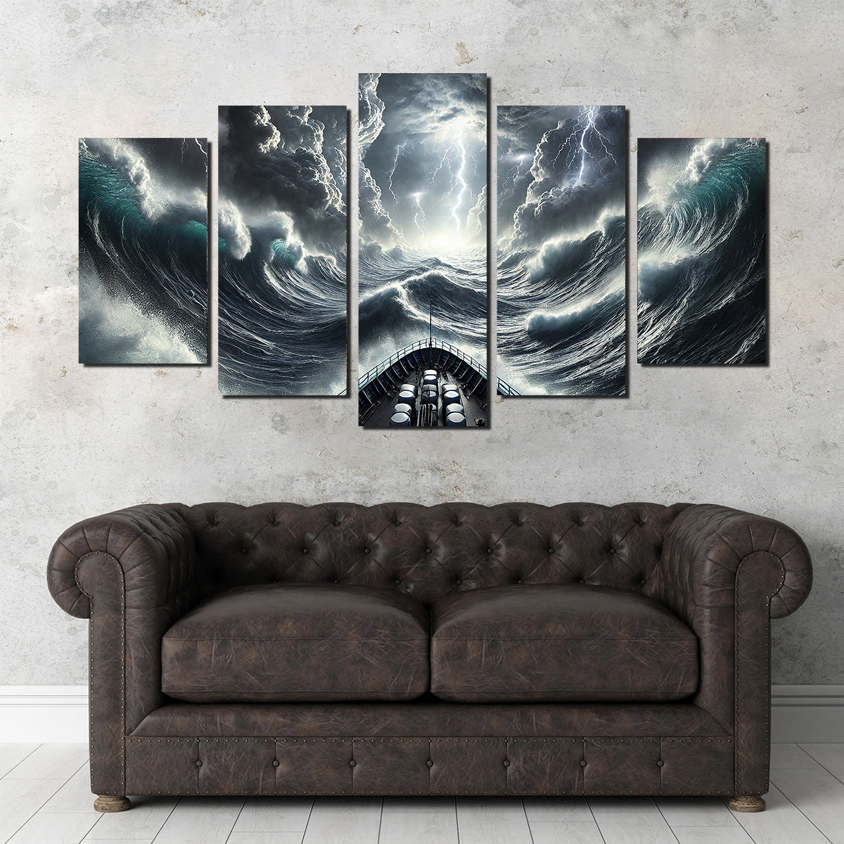 Stunning Ship Deck View of a Fierce Storm Art Print