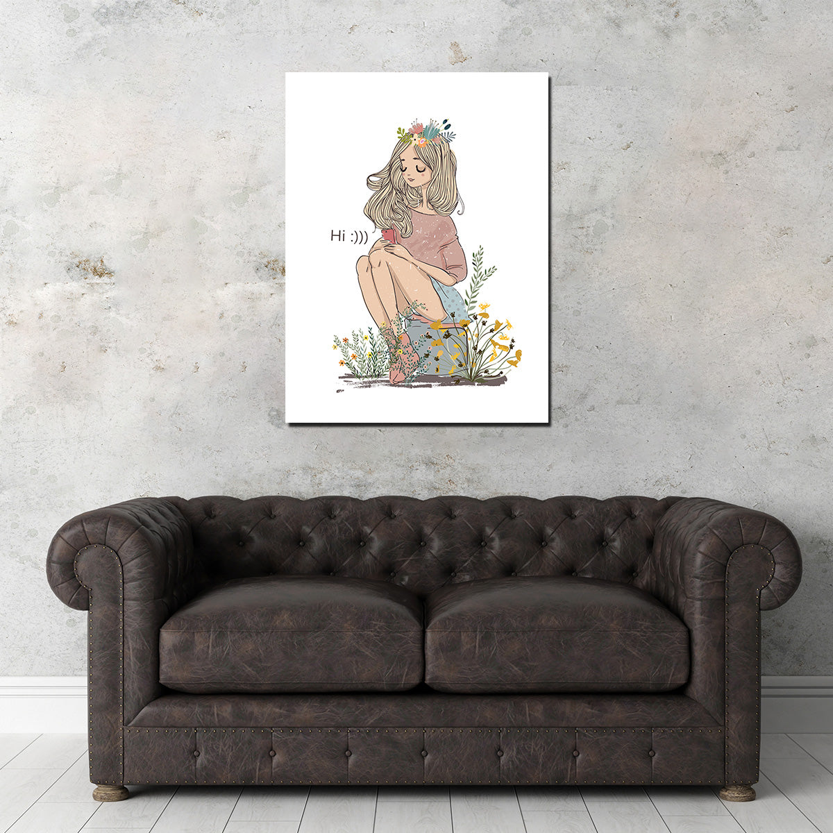 Charming Cartoon Flower Girl Wall Art for Stunning Decor