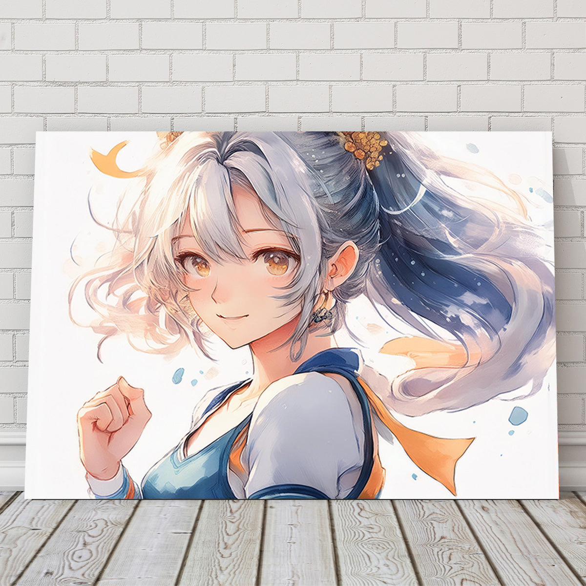 Stunning Anime Girl Print in White