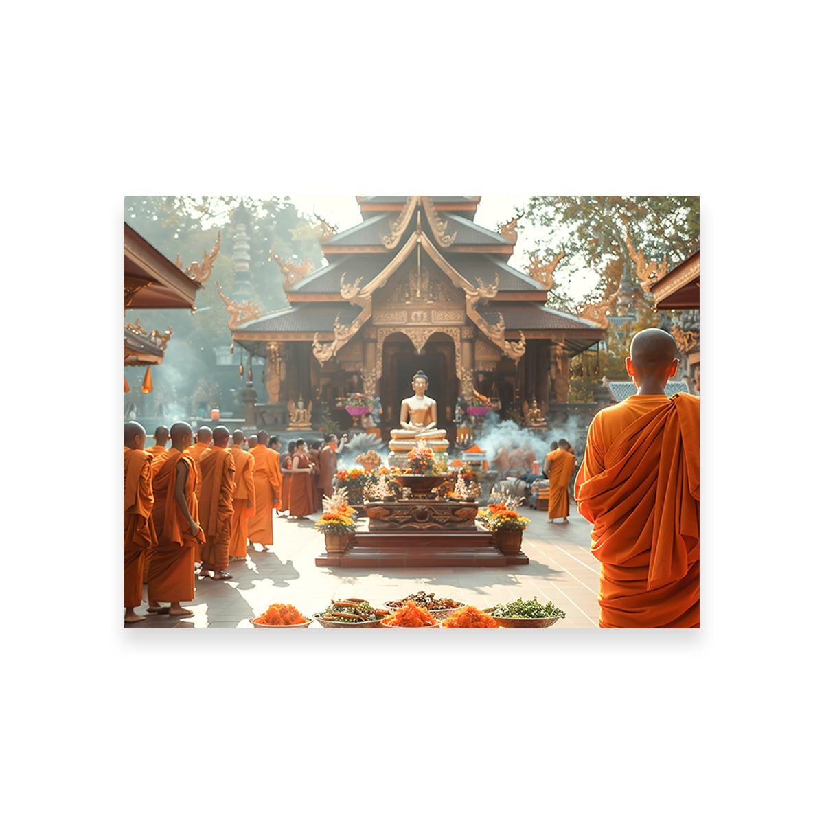 Exquisite Monks in Saffron Robes Wall Art