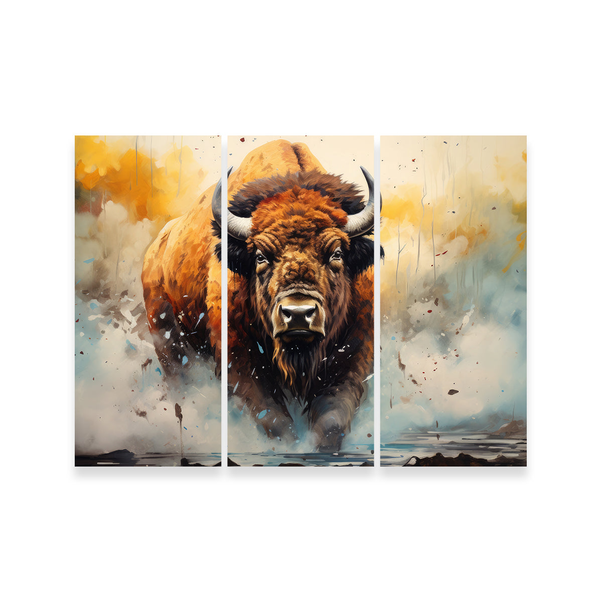 Stunning American Bison Watercolor Wall Art for Home Decor