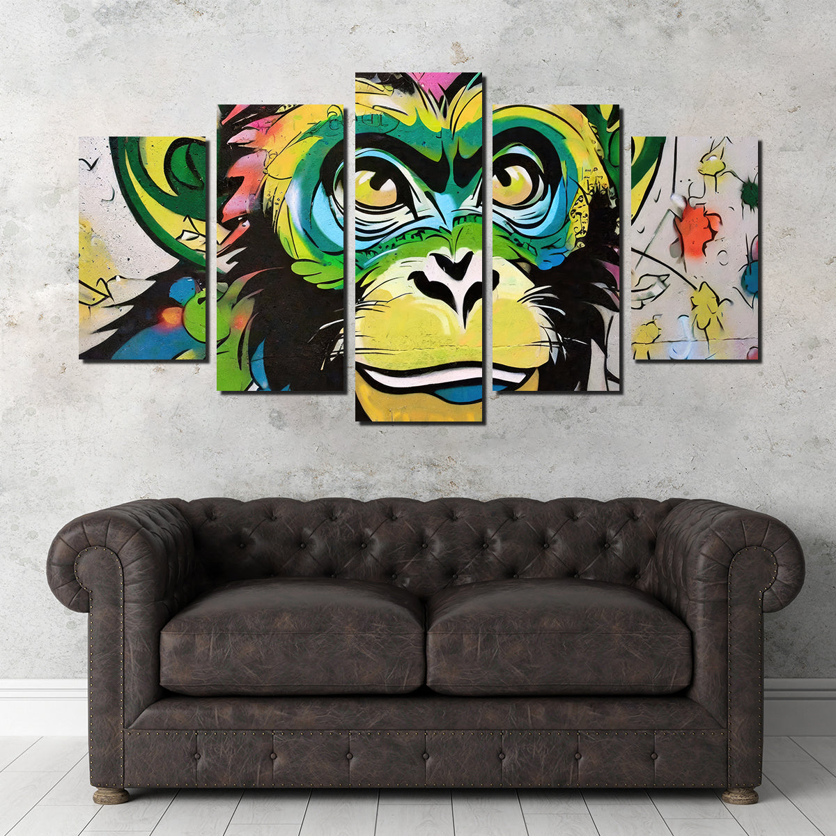 Eye - catching Monkey Graffiti Wall Art by Stephen Chambers