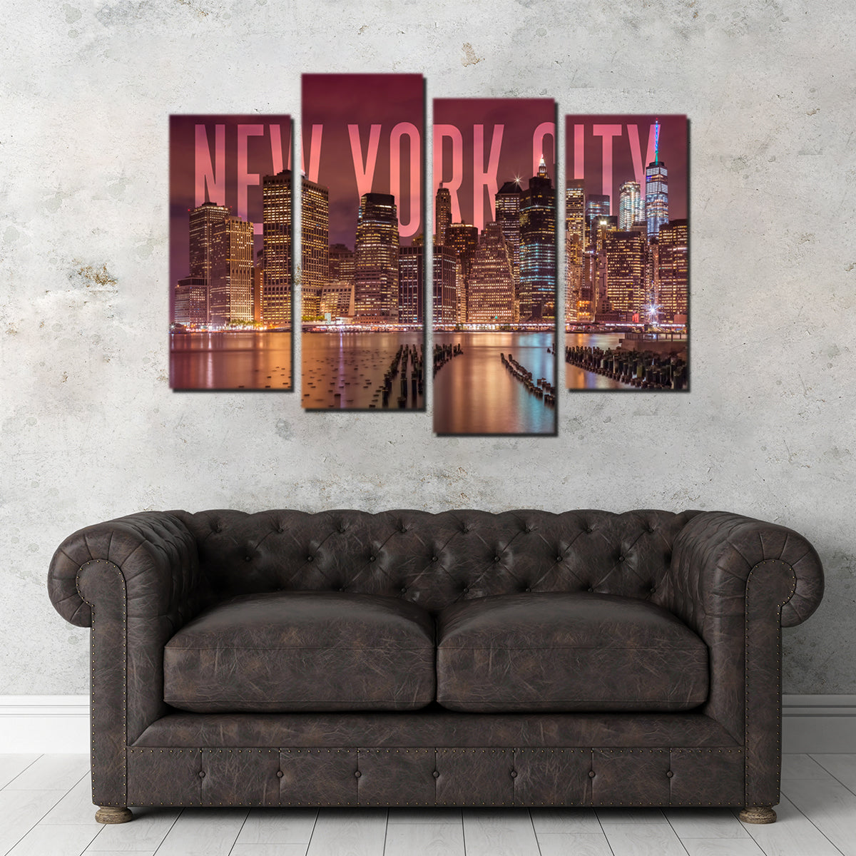 Stunning NYC Letters - Night Wall Art for Bedroom Decor