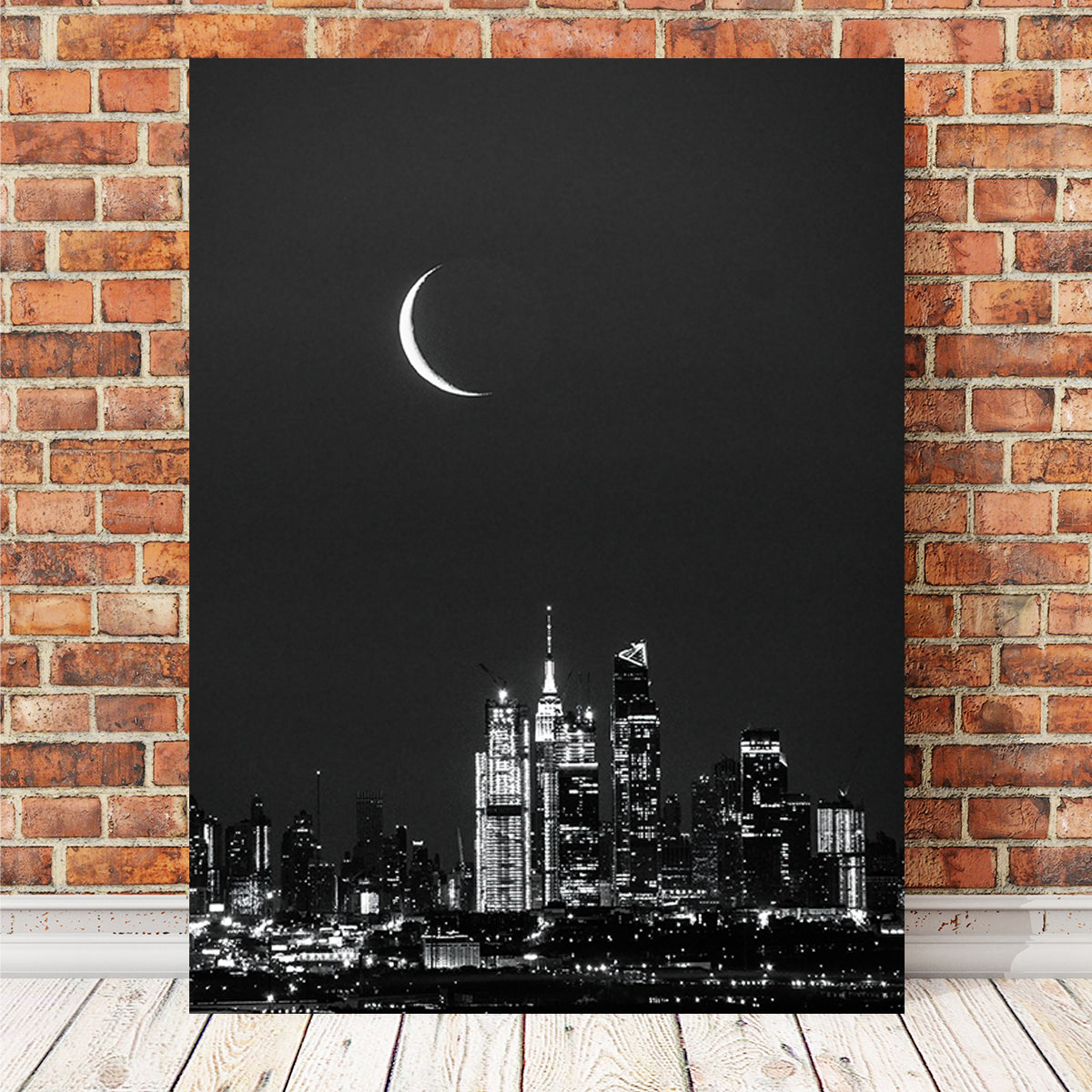 Enchanting 'Caught Between Moon and NYC' Wall Art by Dennis Maida
