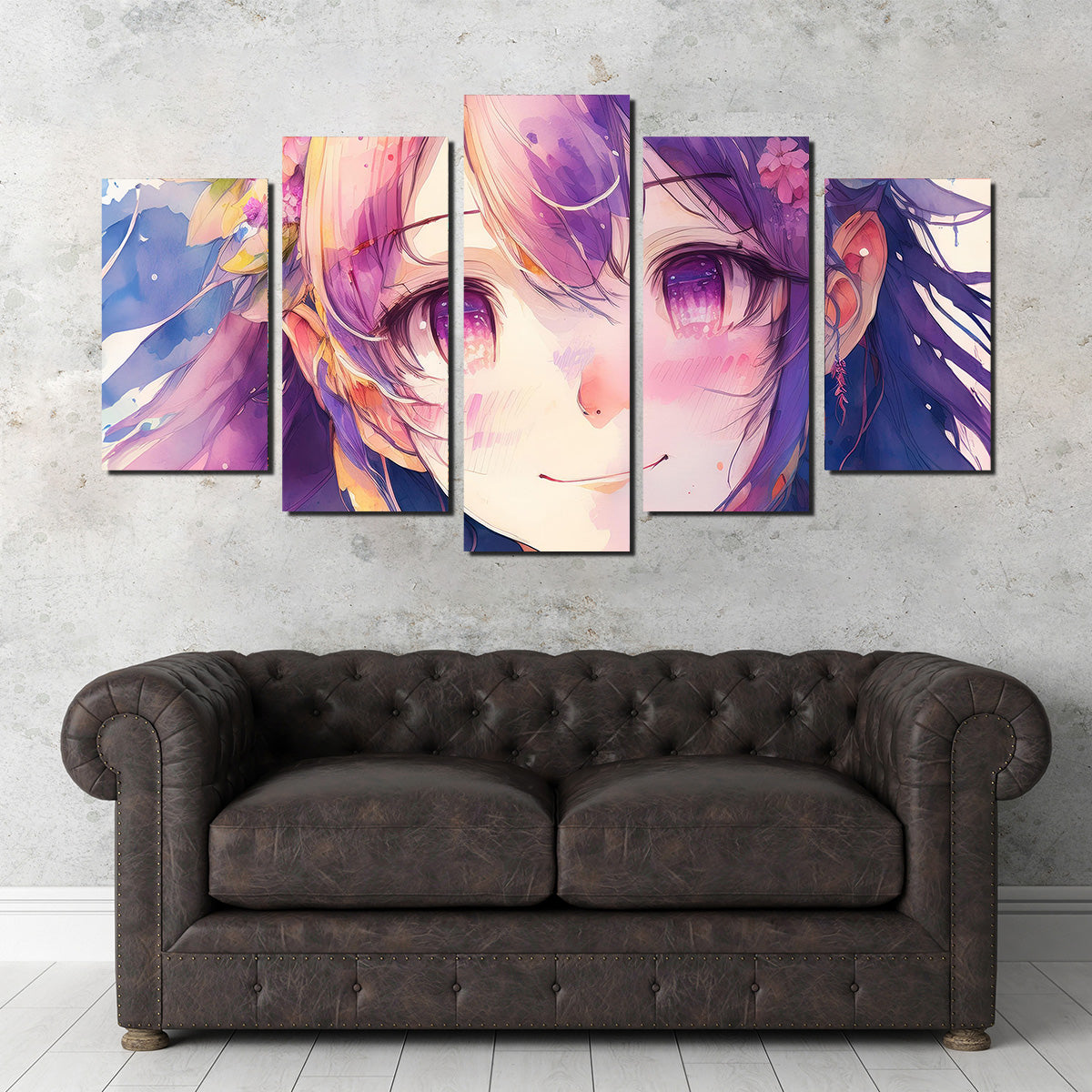 Captivating Anime Girl Watercolor Wall Art