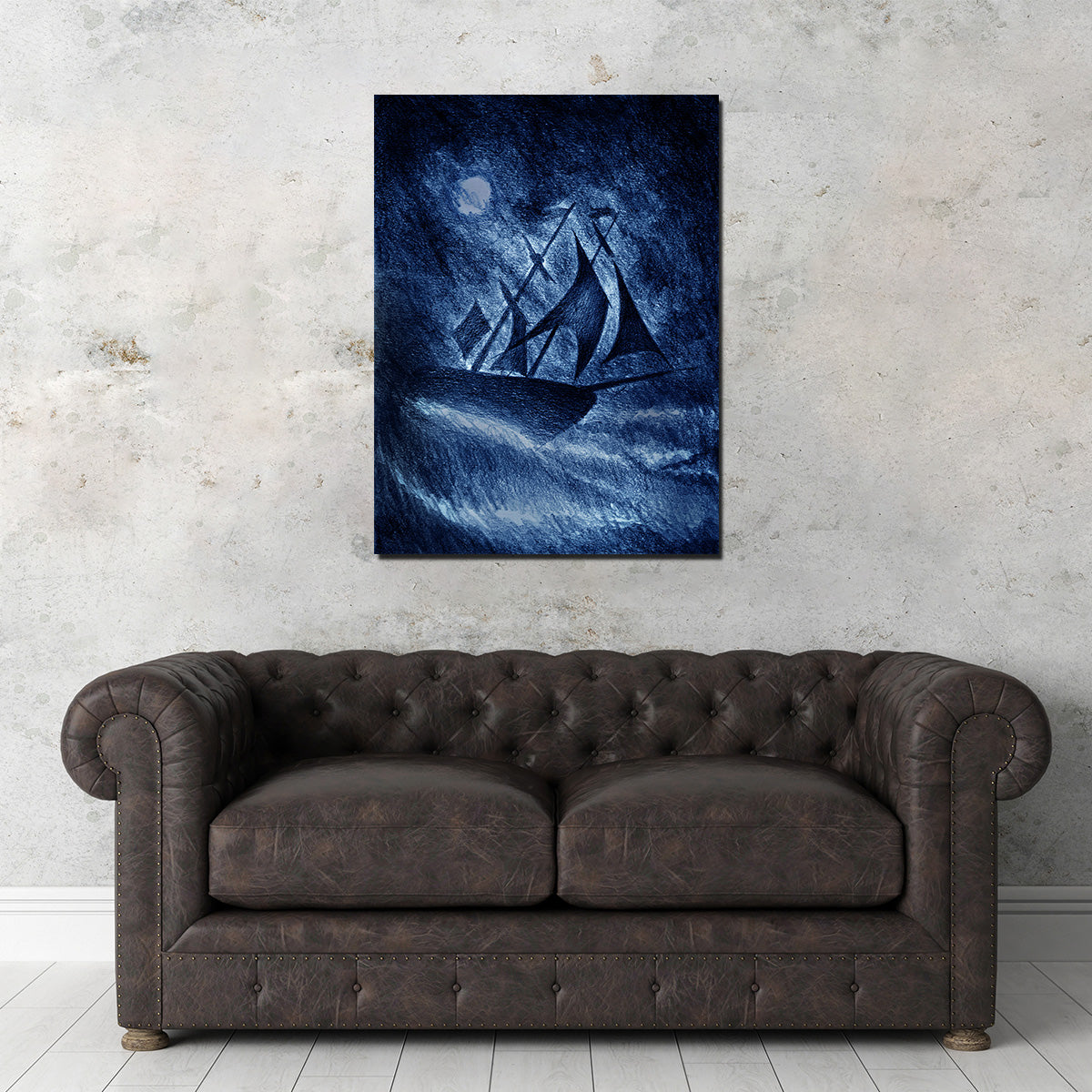 Stunning Ship on the Storm Waves Wall Art for Home Decor
