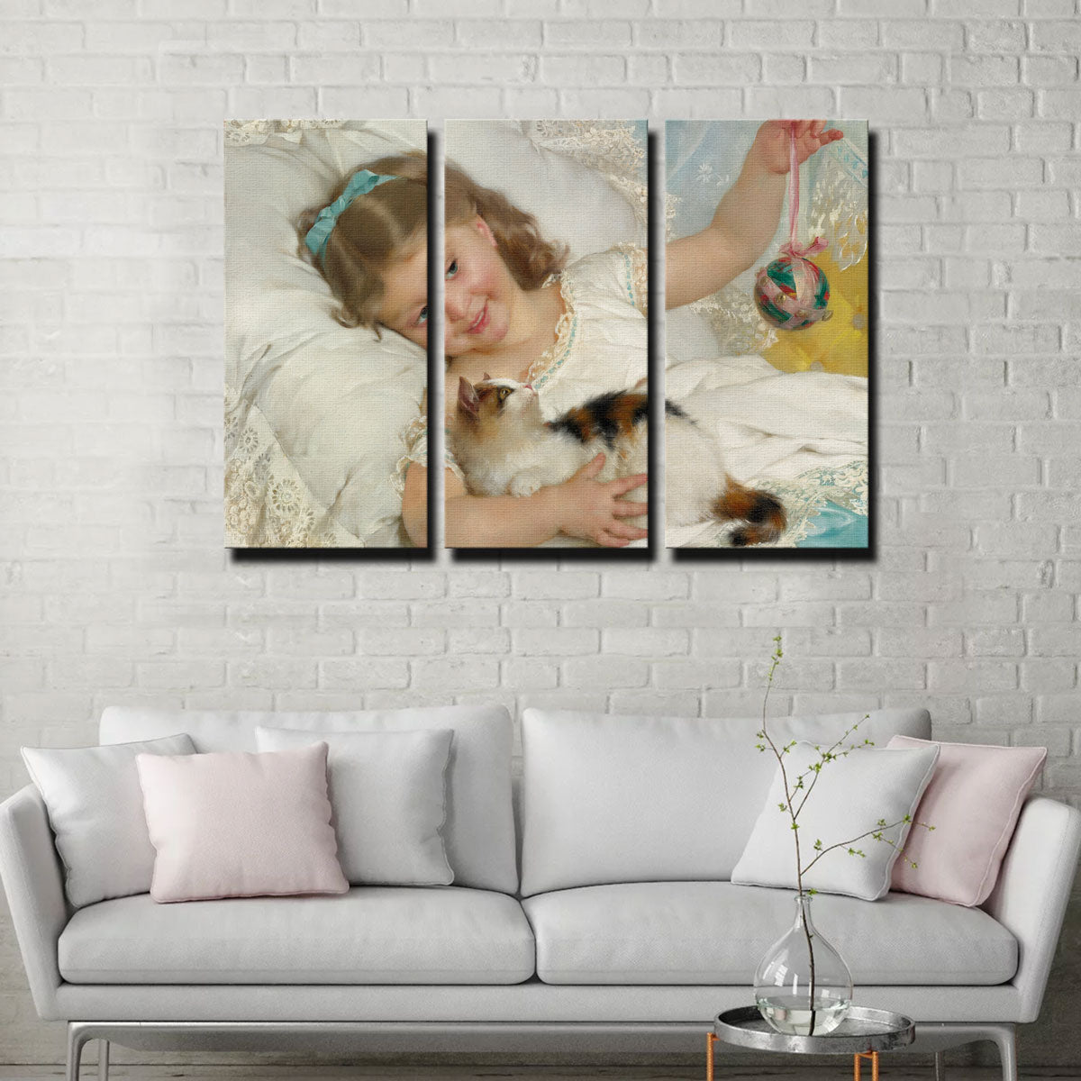 Charming Petite Fille et Chat Wall Art by Emile Munier