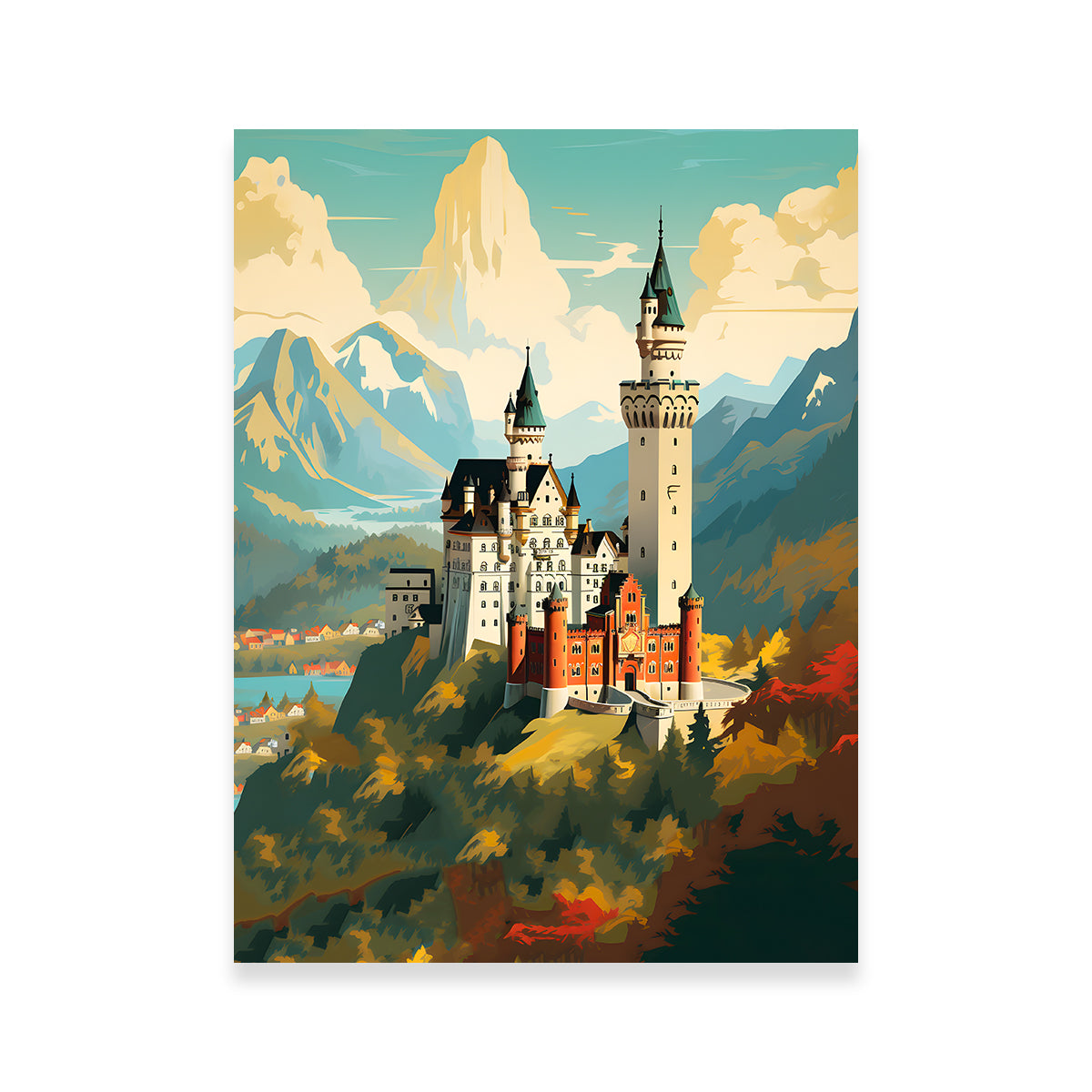 Exquisite Neuschwanstein Castle Wall Art by Valth Graphics