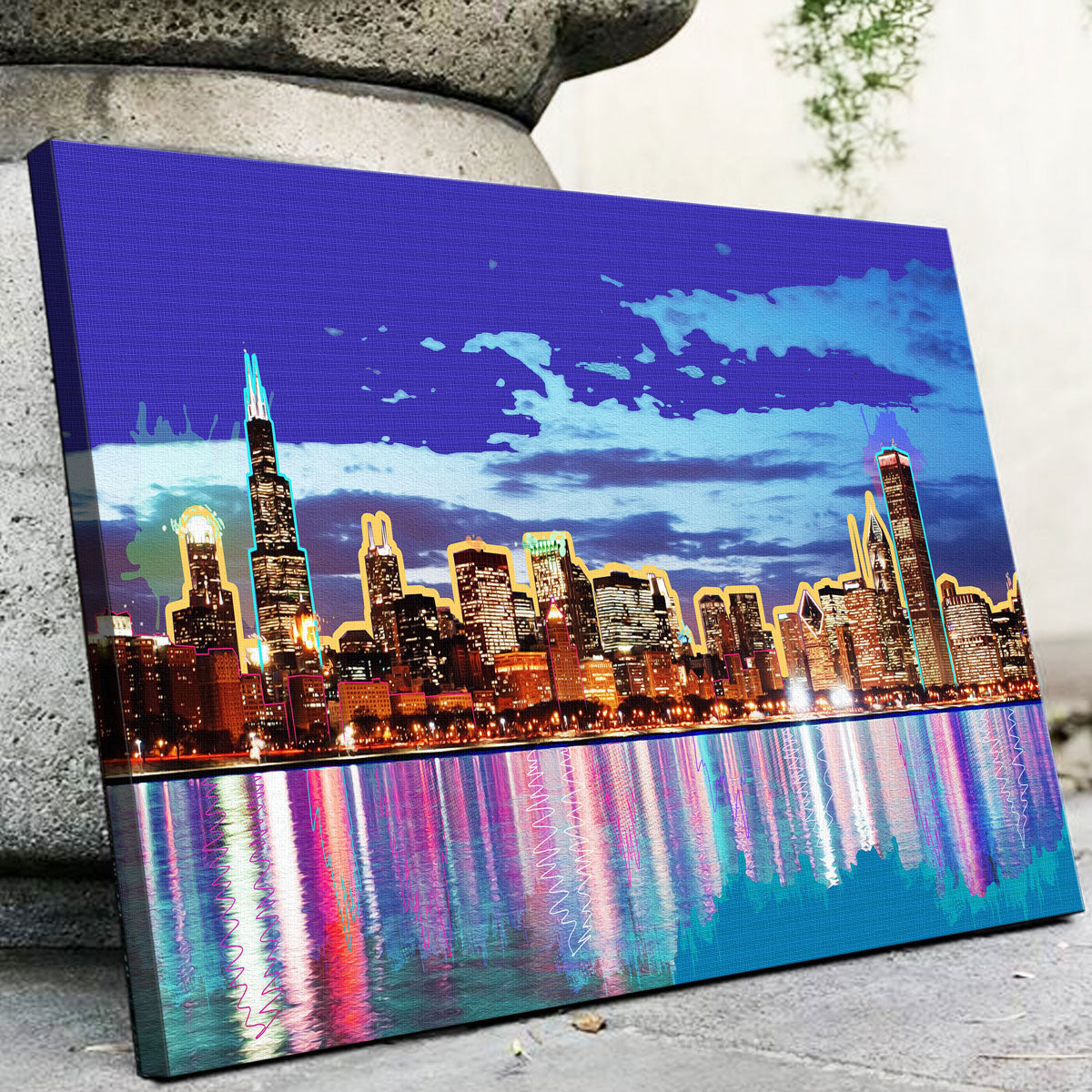 Stunning Neon Chicago Skyline Wall Art for Modern Decor