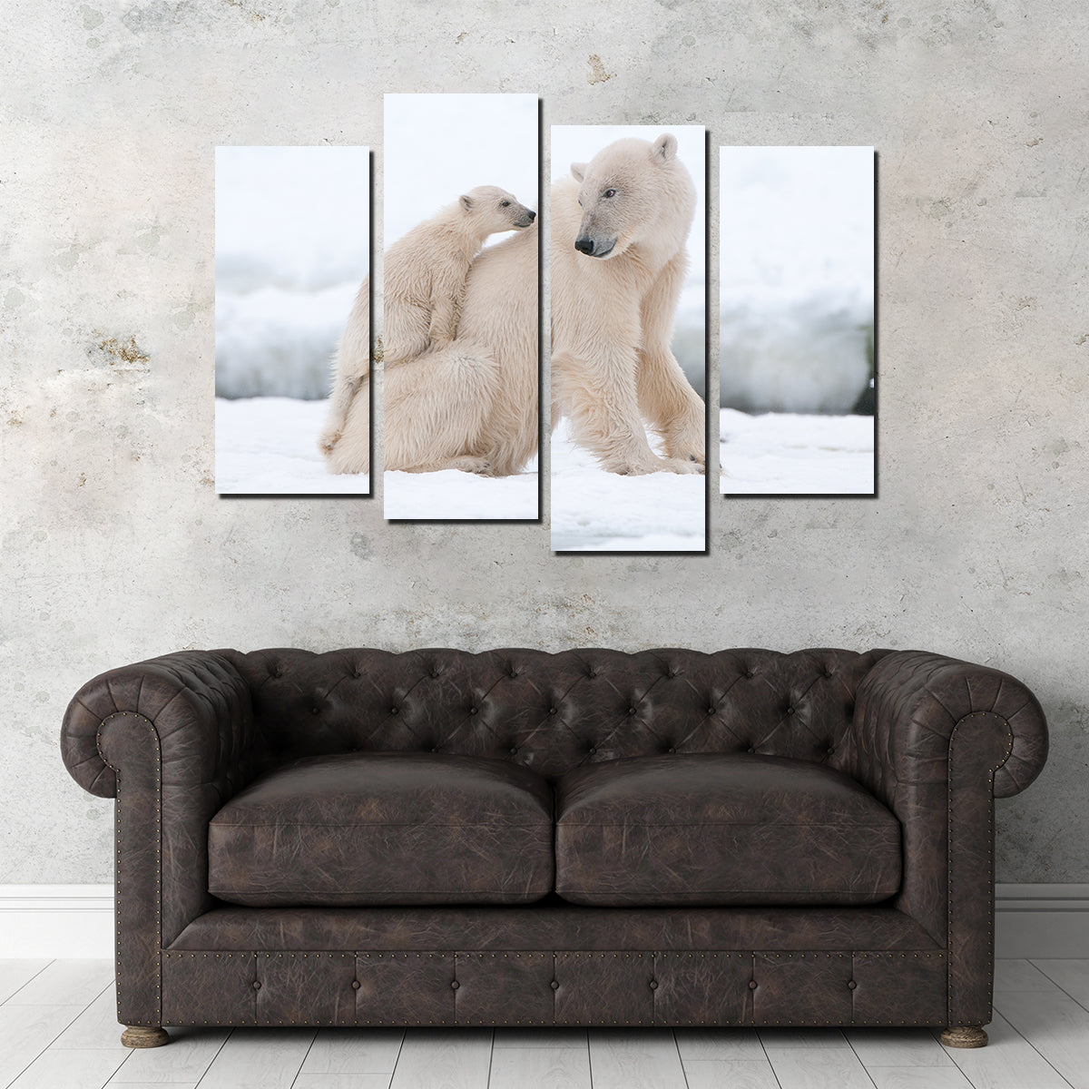 Adorable Polar Bear with Cub Wall Art for Stunning Home Decor
