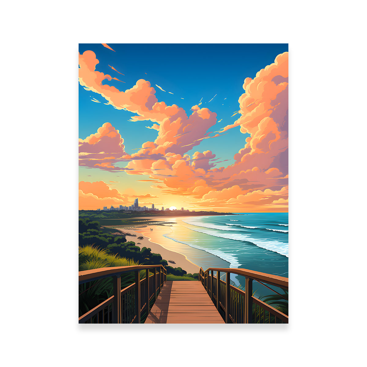 Australia Gold Coast Beach Wall Art - Premium Handmade Canvas Print