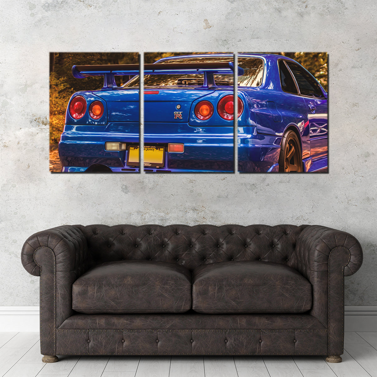 Stunning Nissan Skyline R34 Blue Wall Art - Ideal for Car Enthusiasts