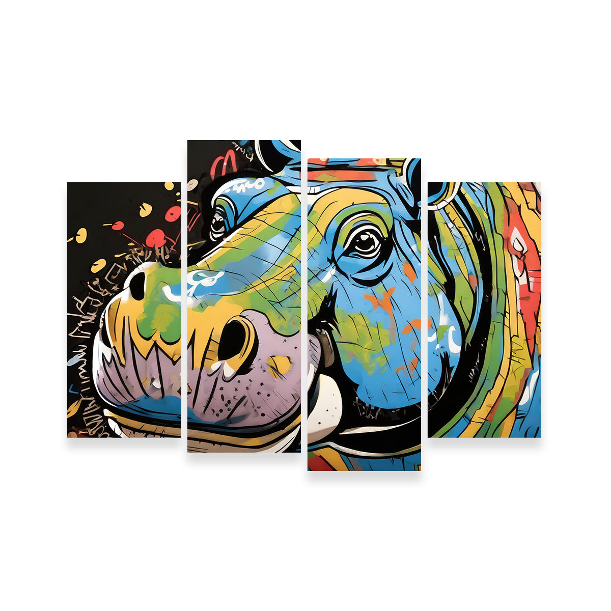 Stunning Hippo Graffiti Wall Art by Stephen Chambers