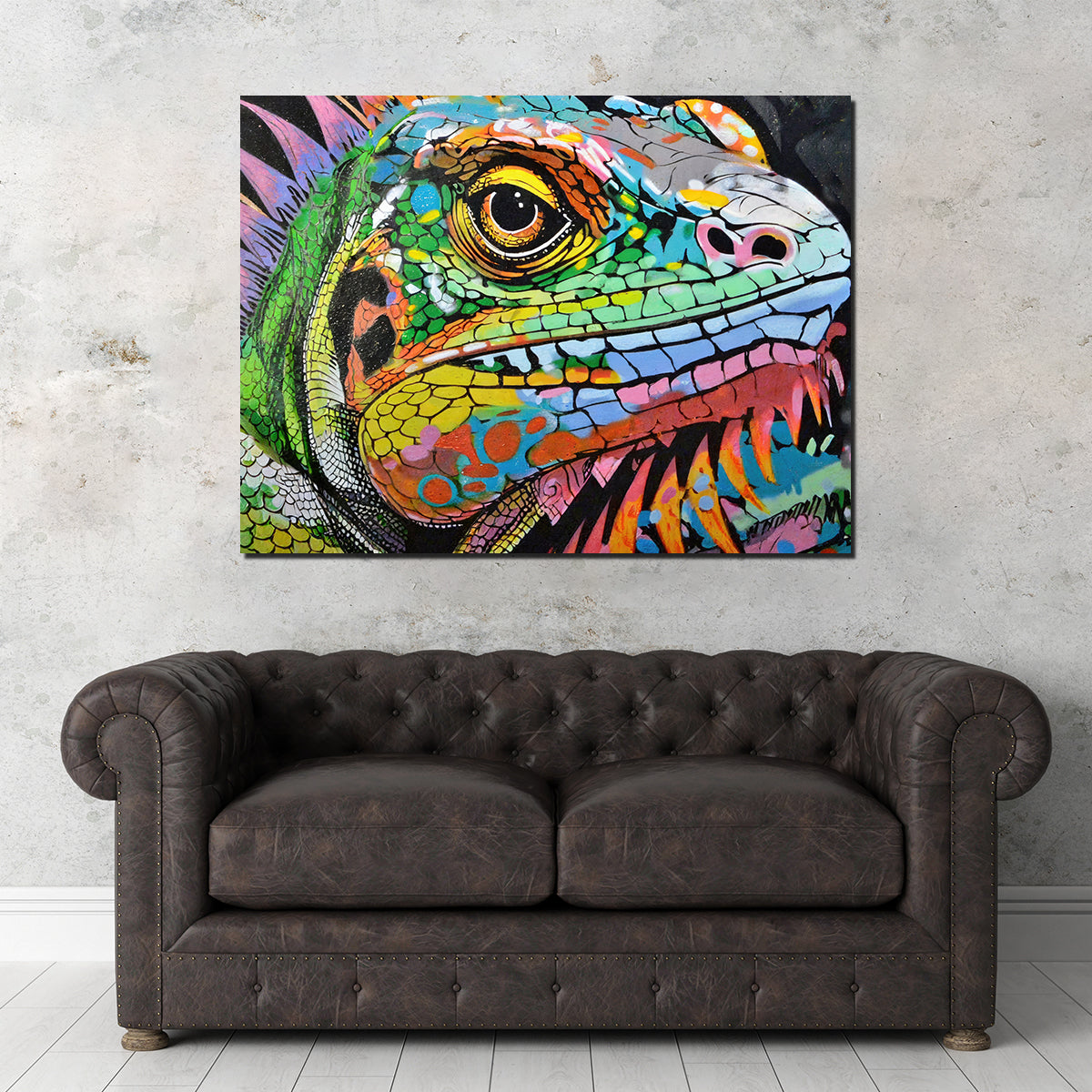 Stunning Iguana Graffiti Wall Art by Stephen Chambers
