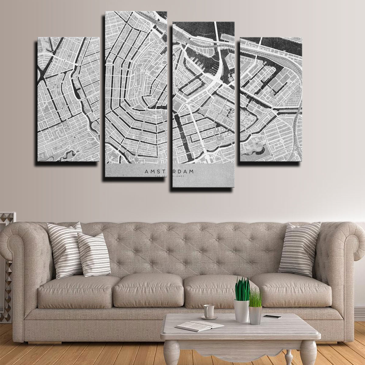 Stunning Amsterdam Map 2 Wall Art - Ideal for Home Decor