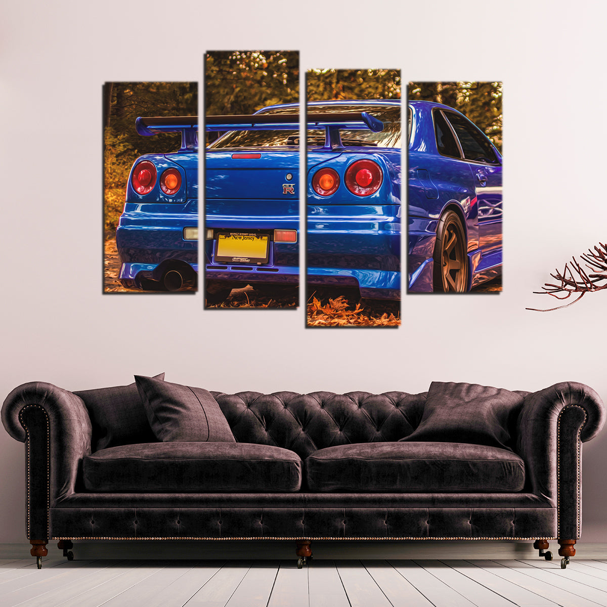 Stunning Nissan Skyline R34 Blue Wall Art - Ideal for Car Enthusiasts
